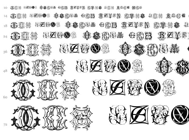 Intellecta Monograms Random Samples Eleven font waterfall